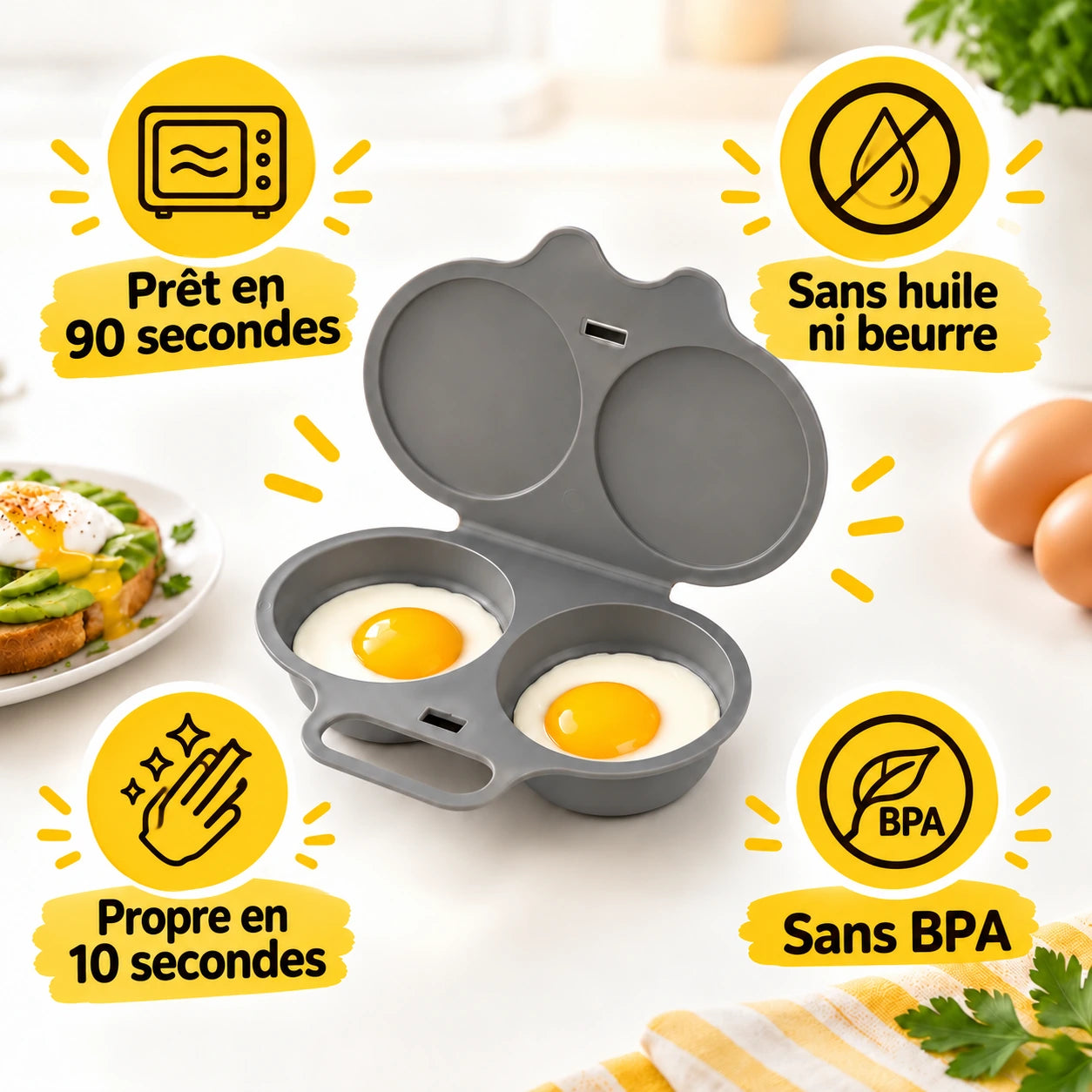 UovoLampo™ – Cuiseur à œufs pour micro-ondes