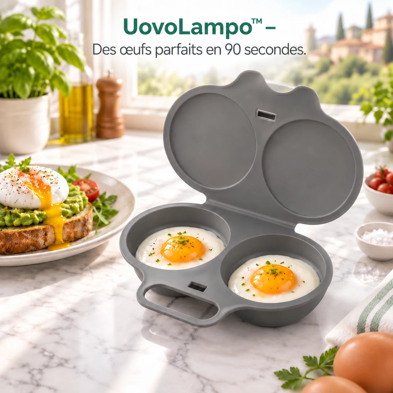 UovoLampo™ – Cuiseur à œufs pour micro-ondes